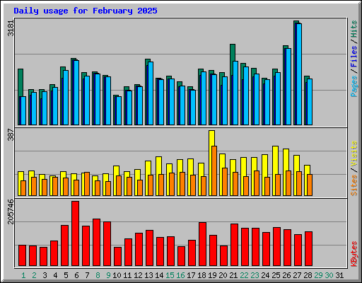 Daily usage for February 2025