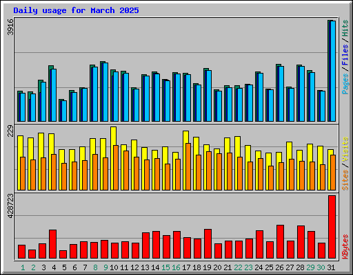 Daily usage for March 2025
