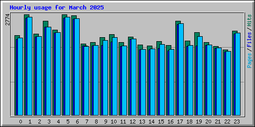 Hourly usage for March 2025
